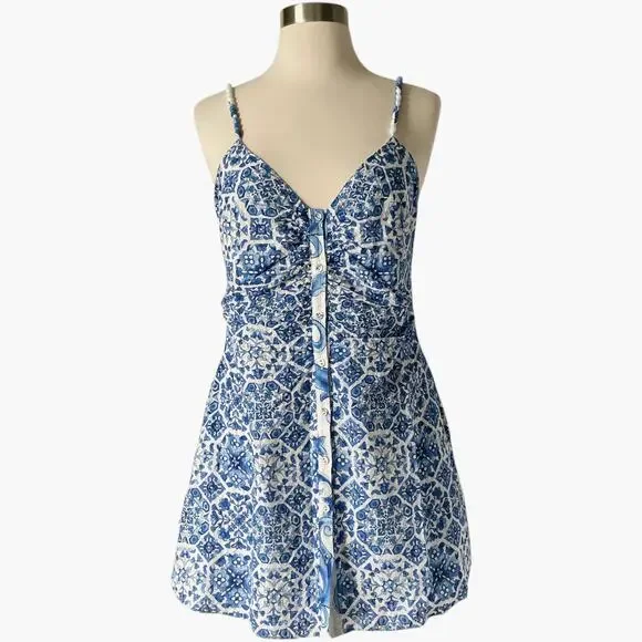 Ramy Brook Positano Addie Mini Dress Blue White Size 4 Resort Summer Print - Picture 7 of 7